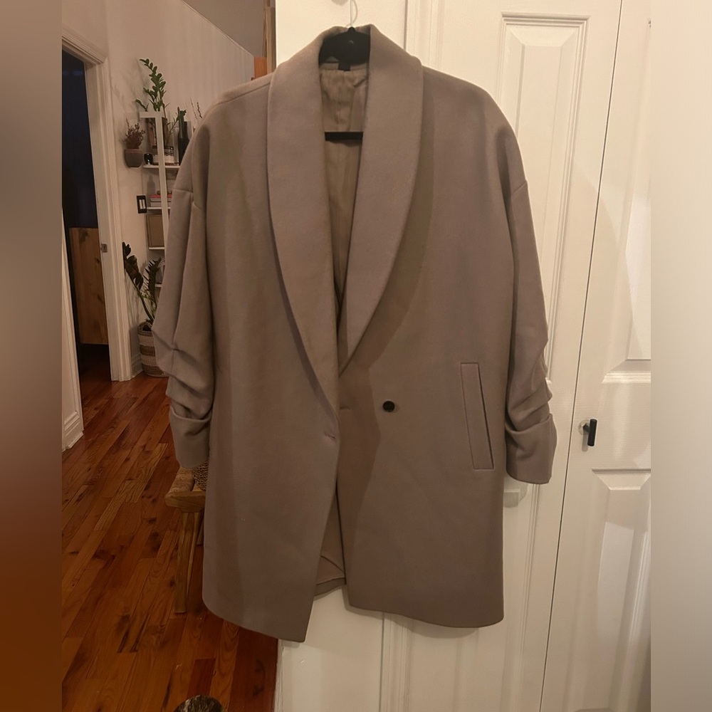 All Saints Kenzie Rouche Coat size Medium Taupe